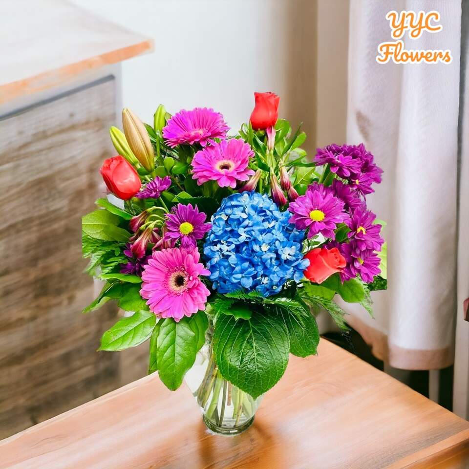 puple daisy bouquet