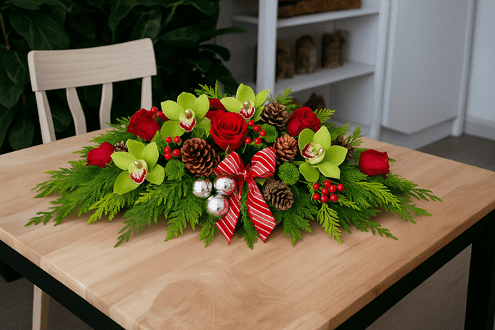 Festive Frost Christmas Flower Centerpiece