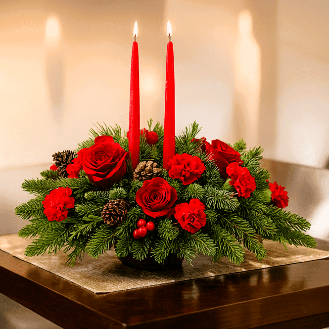 Red Holiday Christmas Centerpiece