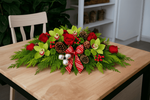 Festive Frost Christmas Flower Centerpiece
