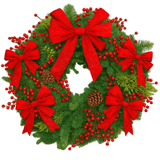 Red Christmas Holiday Wreath